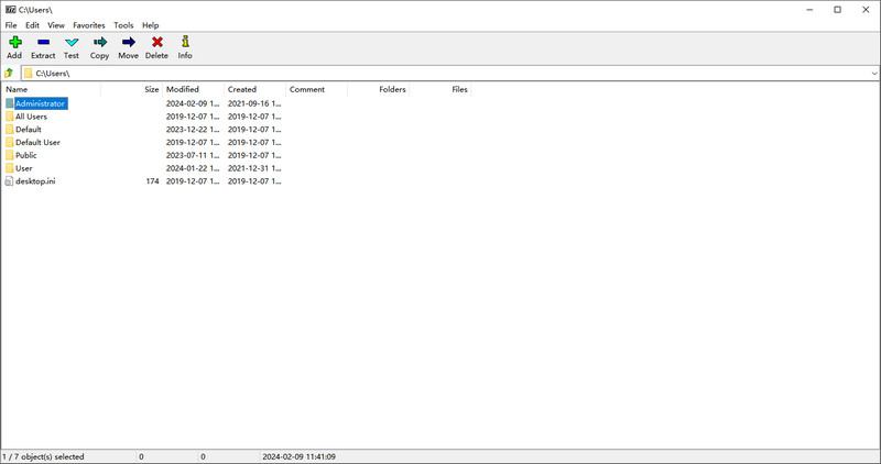 7-Zip Main Interface