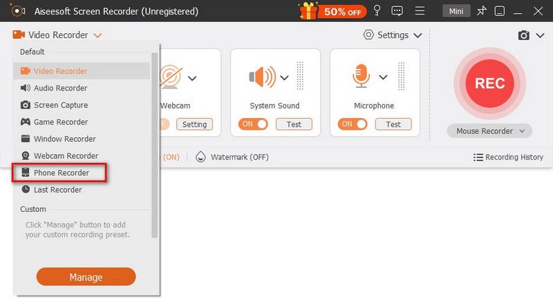 Audio Recorder Microphone Audio Options