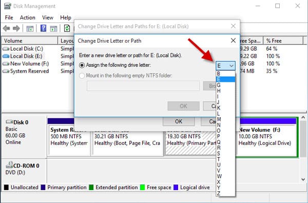 Change drive letter and paths