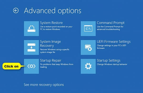 Click on startup repair on windows 10