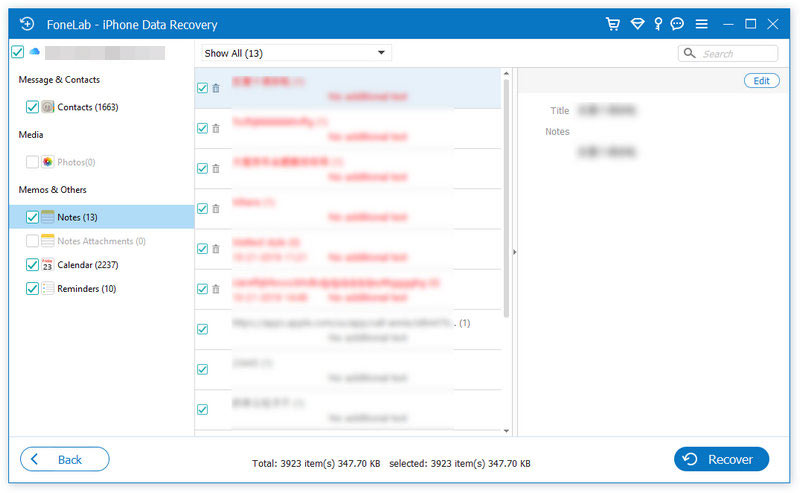 Fonelab Recover Lost data from iCloud Backup