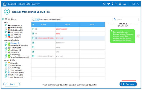 Backup SMS on iPhone