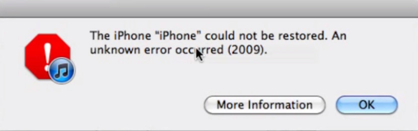 iTunes Error 2009