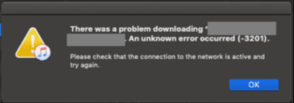 iTunes Error 3201