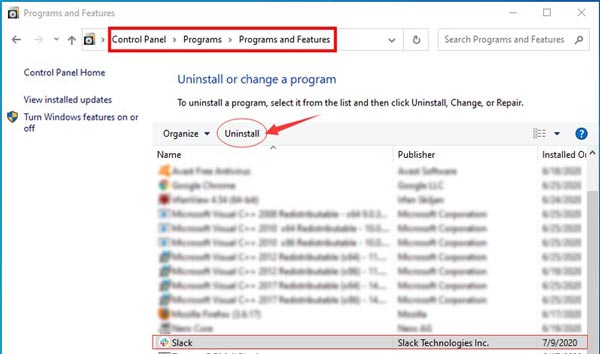 Uinstall Slack Windows 7