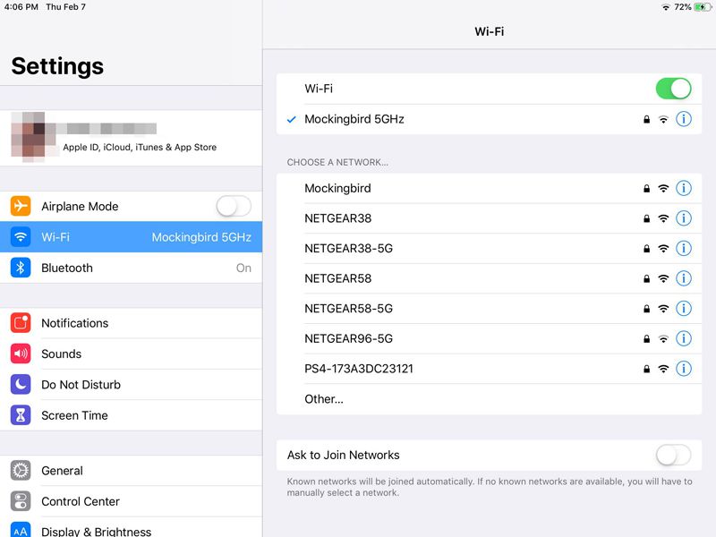 Wifi Settings iPad