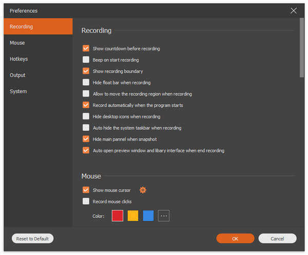 Set Recording Settings